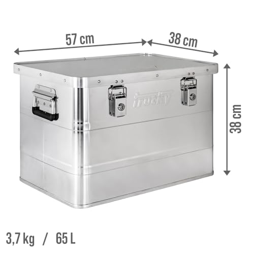 Trucky Aluminium Box mit Deckel Silber Alu Kiste Box Alukiste 65 Liter Transportbox Metallbox Alu Aufbewahrungsbox Boxen Abschliessbar Metallkiste