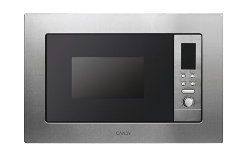 Candy MIG1730DX - Microonde integrato con grill e telaio, display digitale rosso, potenza 700W-1000W, capacità 17L, 8 programmi, acciaio inox anti-impronte