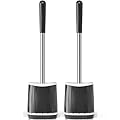 TRENTI Toilet Brush and Holder Set, Ventilated Holder, Compact Toilet Brush Set for Bathroom Deep Cleaning (2, Black)