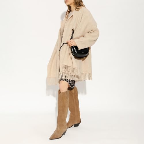 Suede Knee High Boots for Women Pointed Toe Cowboy Boots Chunky Low Heels Tall Long Boots Dressy Pull on Wide Calf Fashion Casual3