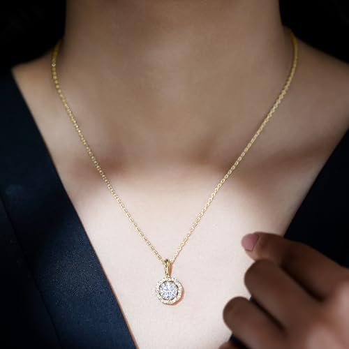 Certified 2 Carat diamond Necklace For Women, Ef-Vs Quality, Lab Grown Diamond Halo Pendant With Chain (Ideal For Gift)3