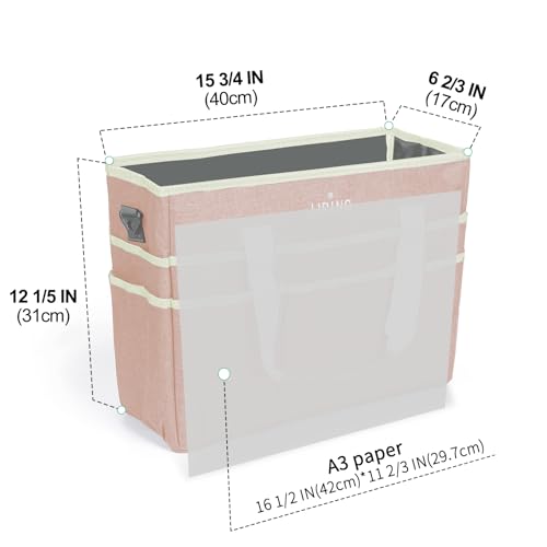 Image of JJRING Craft Organizer Tote Bag, Large Art Storage Caddy with Multiple Pockets, Beige Sewing Bag for Art, Craft, Scrapbooking, School, Medical, and Office Supplies Storage