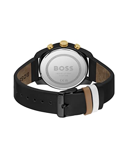 Hugo Boss Trace Leather Analog Men's Watch-1514003 (Black Dial Black Colored Strap) - Image 3