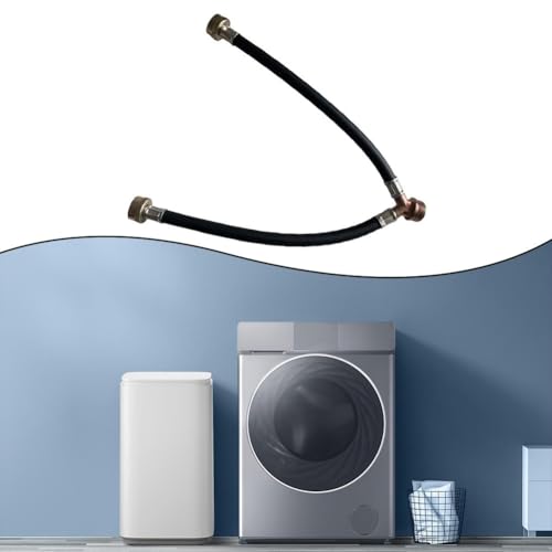 FUBESK Tubo di ingresso per lavatrice a coste 3/4 ad alta pressione, 30 cm, filettatura 25 mm, acqua calda e fredda, nero