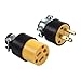 Electrical Replacement Plu Set, 1 Male & 1 Female 3-Prong Heavy Duty Cord Ends, 125VAC/15A Rated, with Galvanized Steel Screw Posts, Rubber Cover for Extension Cords, Power Tools & Appliances