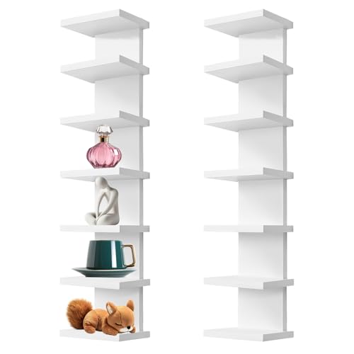 2 Pack 7 Tier Wall Shelf Unit, 43" Lack Floating