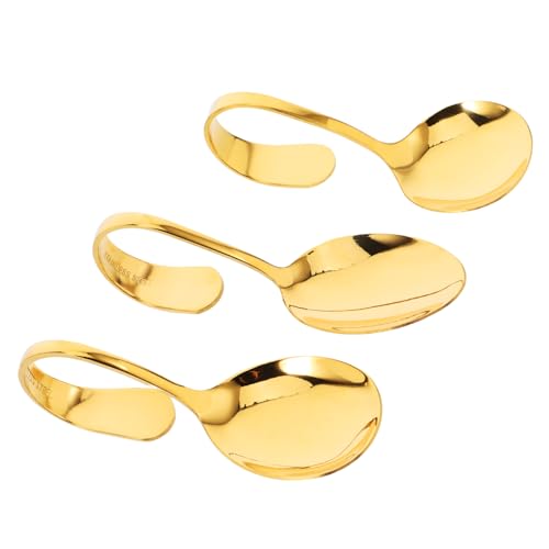 ERINGOGO 3pc Set Bent Handle Curved Salad Spoon Stainless Steel Serving Spoons for Seafood Sushi Dessert