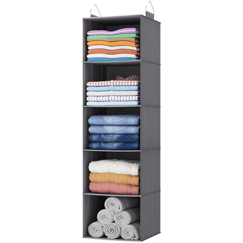 Lifewit 5 Tier Hanging Closet Organizer and Storage for Shelves,