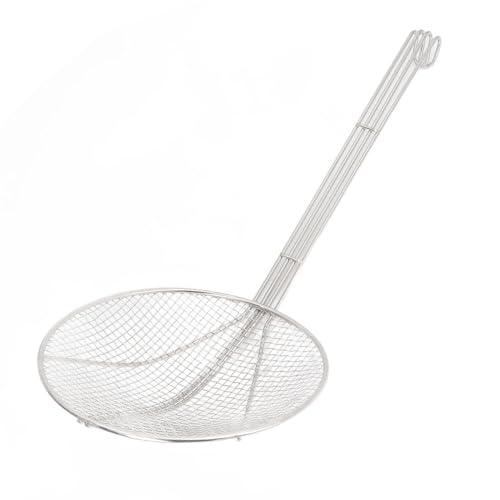 Cuchara de espumadera con mango largo de acero inoxidable, colador de alambre de malla fina con gancho para cocinar y freír (24CM)