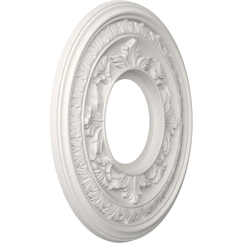 Image of Ekena Millwork CMP10BAGBW Baltimore Thermoformed PVC Ceiling Medallion (Fits Canopies up to 4 1 /4 inch), 10 inchOD x 3 1 /2 inchID x 3 /4 inchP, UltraCover Satin Blossom White