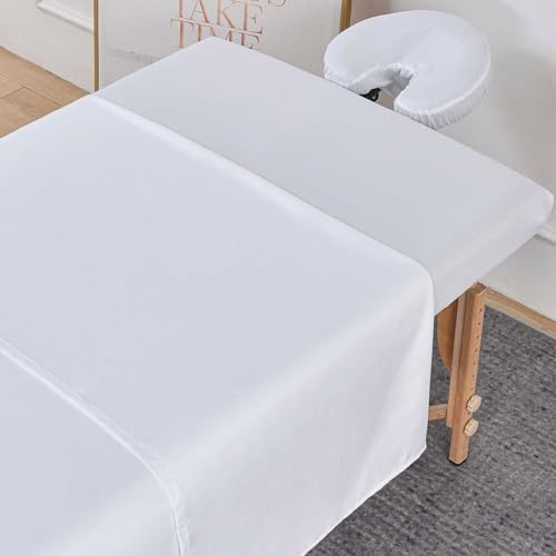 Soft 3 Piece Set Microfiber Massage Sheet Set,for Massage Tables,Includes Massage Flat Sheet,Massage Fitted Sheet and Face Rest Cover,White