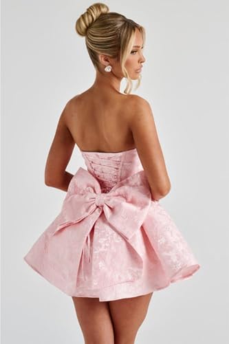 Jacquard Satin Homecoming Dresses Cocktail Pary Dresses with Bow3