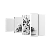Lienzos decorativos Bailarina Dibujo Lápiz Cuadro Sobre Lienzo Moderno 100x60cm Cuadros Decoracion Salon Dormitorio Cuadros Pared Imágenes Tríptico 5 Piezas Grande Wall Art Prints Decor EG100x60-4496