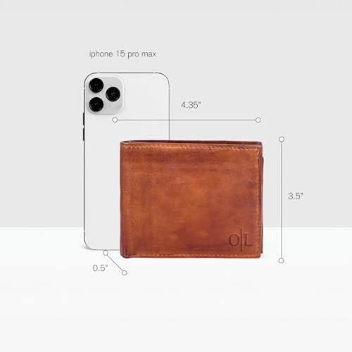 Image of Oak Leathers Leather Wallet for Men - RFID Bifold Wallets with 9 Credit Cards 1 ID Window Slim Minimalist Front Pocket Gift For Men