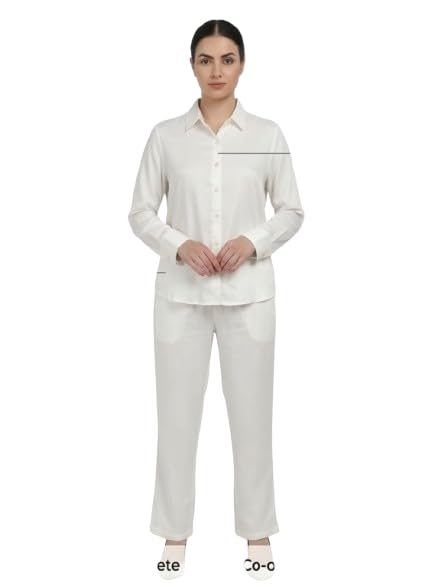 Women Co-Ord Set | Rayon Blend Fabric | Full Button Shirt with Elastic Waist Trousers | Lounge & Casual Wear-picture-32
