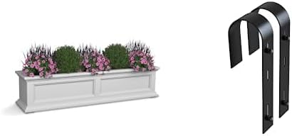 Mayne Fairfield 4ft Window Box Planter with Handrail Brackets - White - Fade Resistant, Self Watering, Perfect for Outdoor Use