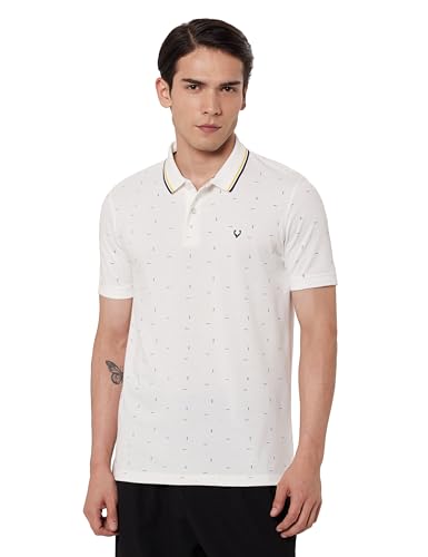 Image of Allen Solly Men's Polo T-Shirt | Polycotton Blend | Color-Block Print | Regular Fit | Smart Casual Wear