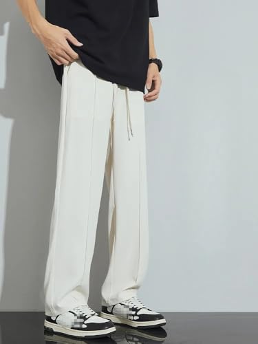 Thin Men's Ice Silk Casual Pants Summer Straight Trousers Elastic Waist Male Sweatpants3