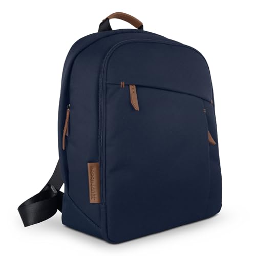 Image of UPPAbaby Changing Backpack/Multiple Storage Compartments/Stroller Strap Attachment/Bottle Insulator and Changing Pad Included/Noa (Navy/Saddle Leather)