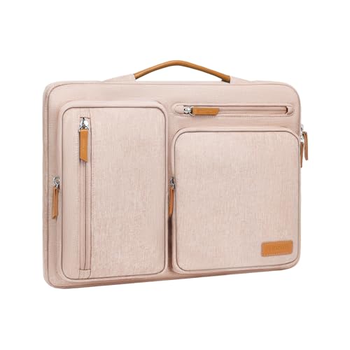 Image of MOSISO 360 Protective Laptop Case 15 inch, 15 inch Laptop Sleeve Compatible with MacBook Air M4 M3 M2 2025 2024 2023, Dell XPS Plus, Side Open Carrying Case with 4 Zipper Pockets&Handle, Khaki