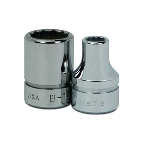 Williams JHWBM-1219 3/8-Inch Drive Shallow Socket, 12-Point Metric, 19mm, High-Polished Chrome Finish
