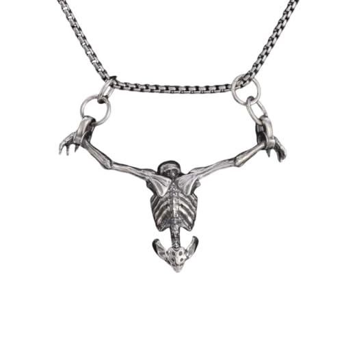 Collier de crâne punk pendentif robuste sans gemmes résistant pour motard et rockeur