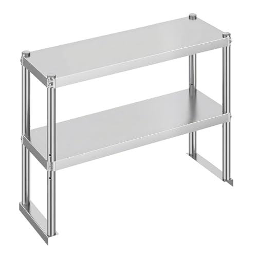 Image of KUARBARR Stainless Steel Over Oven Shelf 12 x 36 Inch, Commercial 2 Tier Metal Over Table Shelf, 91 x 30 x 60 cm, 380 lbs Capacity for Restaurant, Kitchen, Garage & Workshop