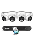 ZOSI 8CH 5MP PoE CCTV Camera System Outdoor Indoor, 2.5K 8 Channel H.265+ PoE NVR Built-in 2TB HDD, 4X 4MP Wired Home Security Cameras, AI Human Detection, 100ft IR Night Vision, Remote Access