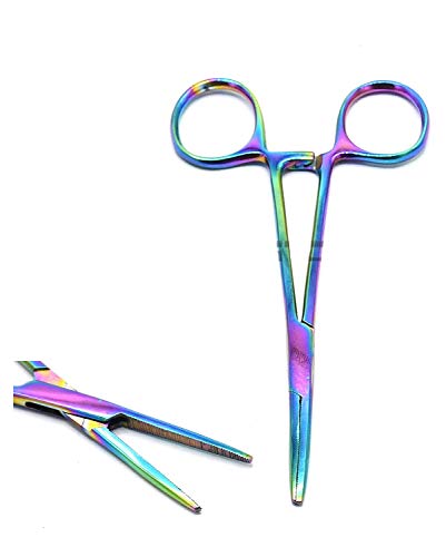 Heavy Duty Hemostats Forceps Pliers Stainless Steel Premium Quality (ODONTOMED2011) (Rainbow Multi Color 6