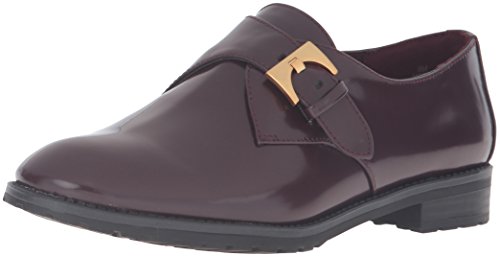 Anne Klein Women's Bara Patent Monk Strap Flat, Wine, 5 M US