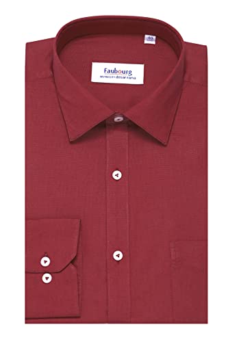 Image of Faubourg Cotton Blend 5377-5382 Men's Solid Plain Full Long Sleeve Slim Fit Formal Shirt