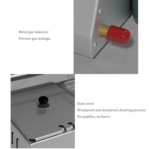 Kommerzielle Gas-Fritteuse, Edelstahl-Propan-Fritteuse mit Frittierkorb und Deckel für Familie, Restaurant, Küche, 11 l/22 l, professionelle Fritteuse – Bild 7