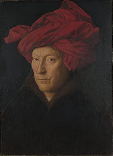 Toile peinture murale Jan Van Eyck autoportrait décoration salon affiche 60x90cm
