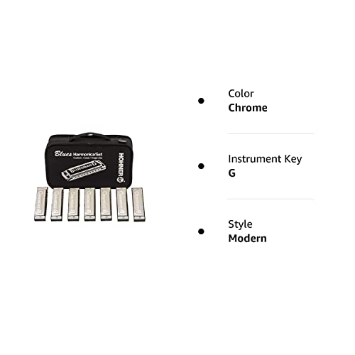 Hohner Accordions 1501/7 Bluesband Harmonica 7-Piece Set With Carrying Case, Chrome #TOP5