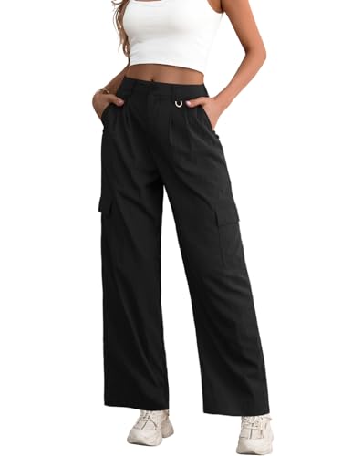 Feiersi Women Wide Leg Cargo Pants High Waisted Casual Baggy Streetwear Women Cargo Pants Trousers