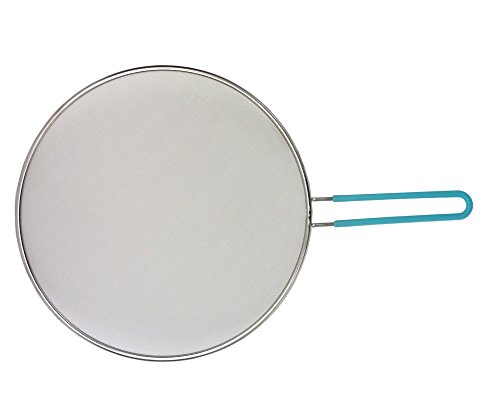 Minel Large 11 Inch Durable Stainless Steel Mesh Splatter Screen w/Rubber Grip Handle
