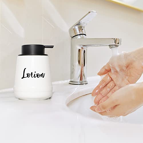 Bathroom Countertop Dispensers-Modern Ceramic Soap Lotion Dispenser Bottles, Hand Soap Dispenser For Bathroom, Dish Soap Dispenser For Kitchen, Easy-To-Press Pump (White, Labeled Lotion) #TOP6