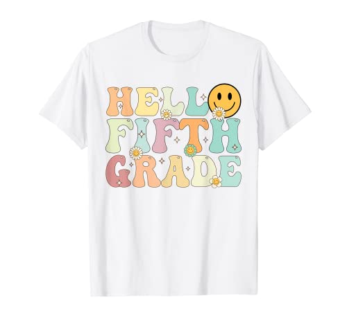 Hello 5th fifth grade groovy back to school for teachers t-shirt