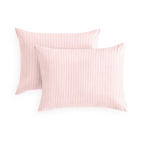 Wake In Cloud - Striped Pillow Cases, Ticking Vertical Pin Stripe Modern Farmhouse Pattern Printed, Set of 2 Soft Pillowcases Pillow Shams Covers,...