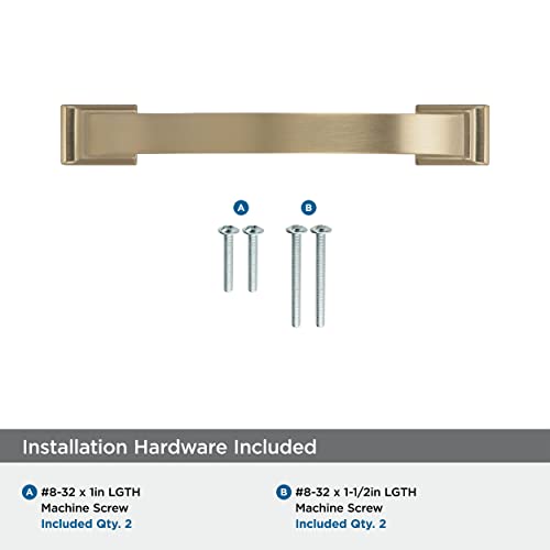 Image of Amerock | Cabinet Pull | Golden Champagne | 3-3 /4 inch (96 mm) Center to Center | Candler | 1 Pack | Drawer Pull | Drawer Handle | Cabinet Hardware