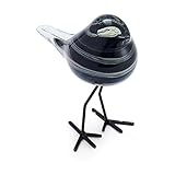 Mikasa Artglass Blue Stripe Glass Bird Decor, Home Office, Living Room, 5.51x3.35x5.51 Inch