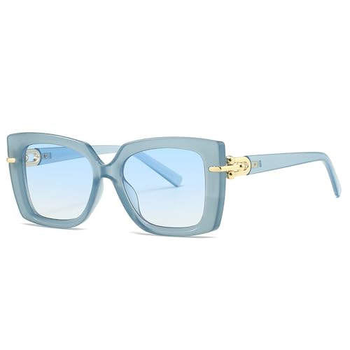 Lunettes de soleil tendance femmes à grand dégradé bleu anti-UV