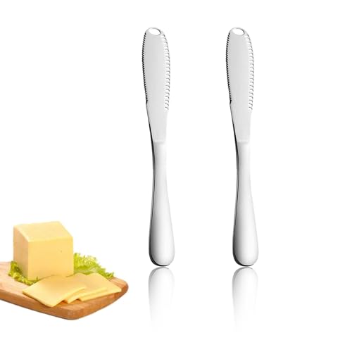 IJPDDRXYN 2 Pack Stainless Steel Butter Knives with Holes – 3-in-1 Spr