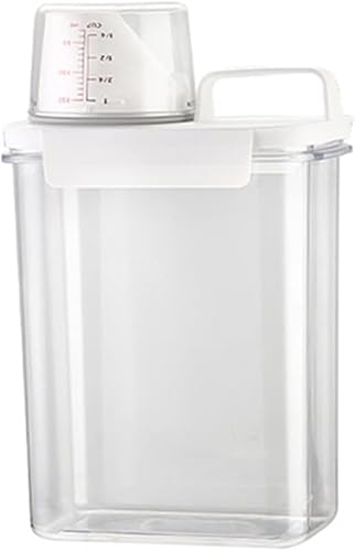 TTBD 詰め替え用ランドリーボトル 柔軟剤 粉洗剤 漂白剤 洗濯用 つめかえ 空ボトル 大容量 洗剤ボトル ステッカー付き 気密洗濯洗剤容器、洗剤収納ボックスナッツ用シリアルライスバレル小麦粉ライス (1800ml)