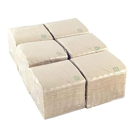 Hostelnovo - 600 Unità di tovaglioli ecologici per Cocktail Marca Bio-Eco - Colore naturale - Carta Tissue 100% riciclabile - Micropunto - 10x10 cm (piegate) e 20x20 cm (aperte)