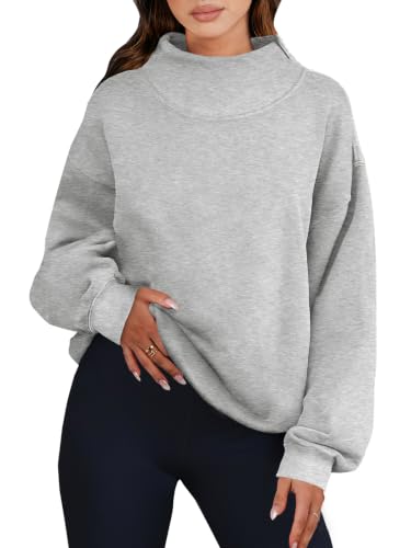 Image of ANRABESS Womens Oversized Sweatshirts Mock Neck Pullover