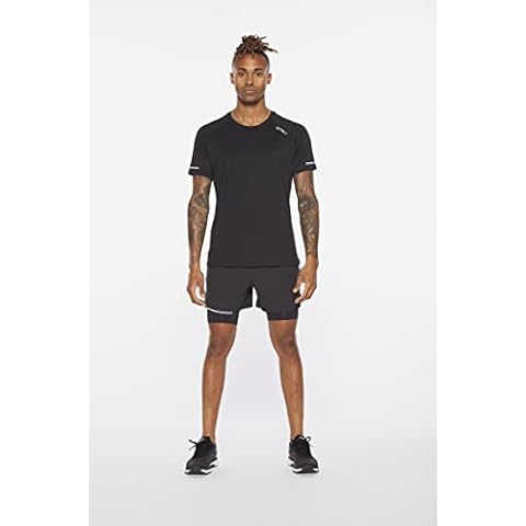 2XU Mens Aero Tee Black/Silver Reflective, Large Cover