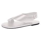 Générique Sommerschuhe für Damen, Sandalen, Schwarz, Strandschuhe, flache Sandalen, Boho-Stil, Wandersandalen, orthopädisch, Pumps, Sommer, Weiß A., 37 EU