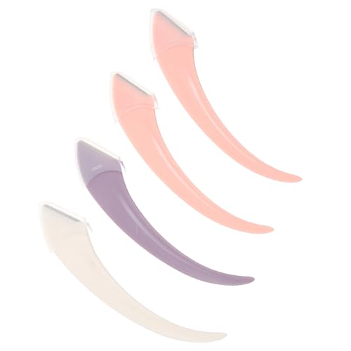 HAMPPLIES 4 piezas Recortadoras de Cejas con Mango Curvado para Depilación Facial Afiladas y Portátiles Colores Rosa Blanco y Púrpura para Profesional y Doméstico