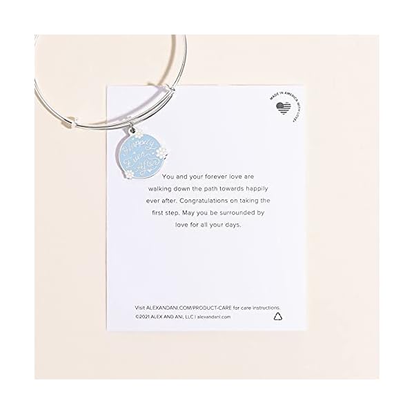 Alex-and-Ani-Celebrate-Happily-Ever-After-Expandable-Wire-Bangle Alex and Ani Bridal Expandable Bangle for Women, Happily Ever After Charm, Shiny Silver Finish, 2 to 3.5 in